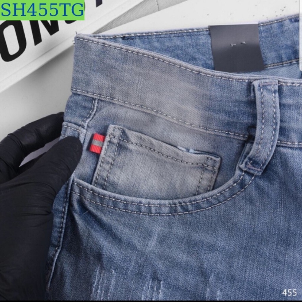 Quần Short Nam Cao Cấp SH455TG Short Jean Nam Xanh Xanh Rách Xước Thời Trang TG (44-70KG)