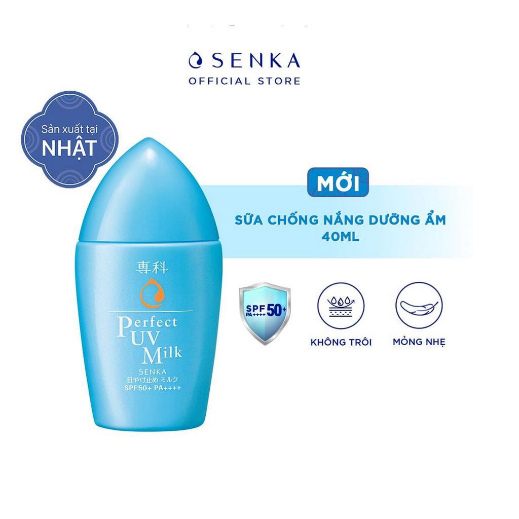 Bộ đôi Sữa chống nắng dưỡng ẩm & Son dưỡng môi cấp ẩm (Senka UV milk 40ml + Senka Perfect Lip Balm 4.5g)