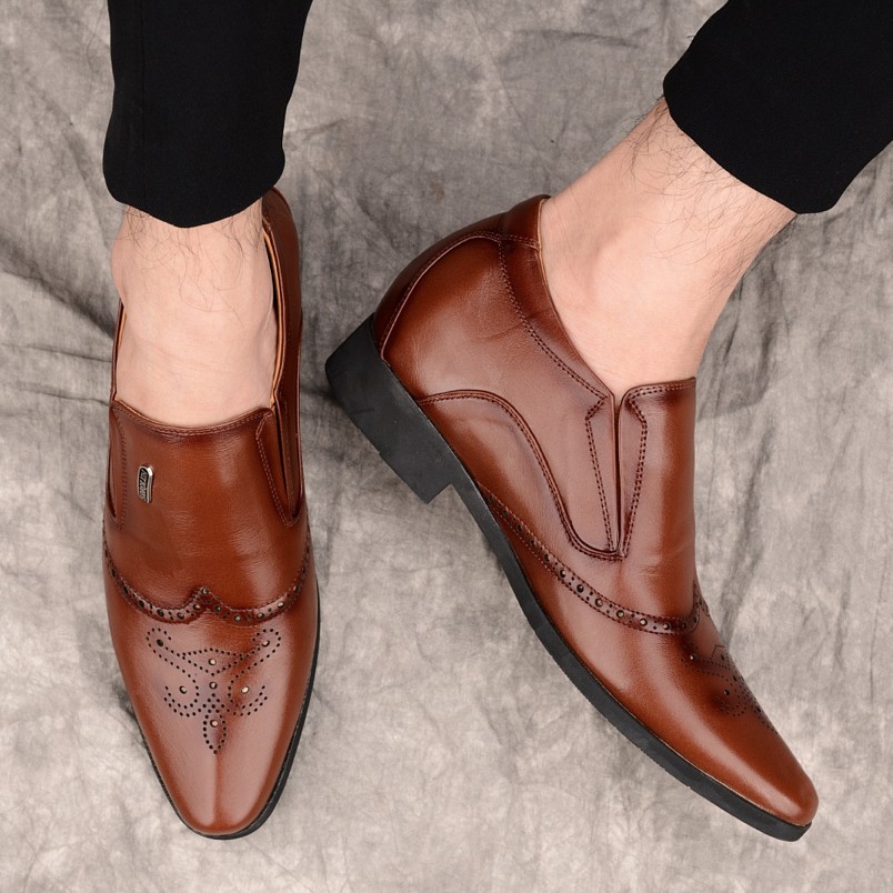 Giày Nam Công sở tăng chiều cao da bò ISHOESVN IS132
