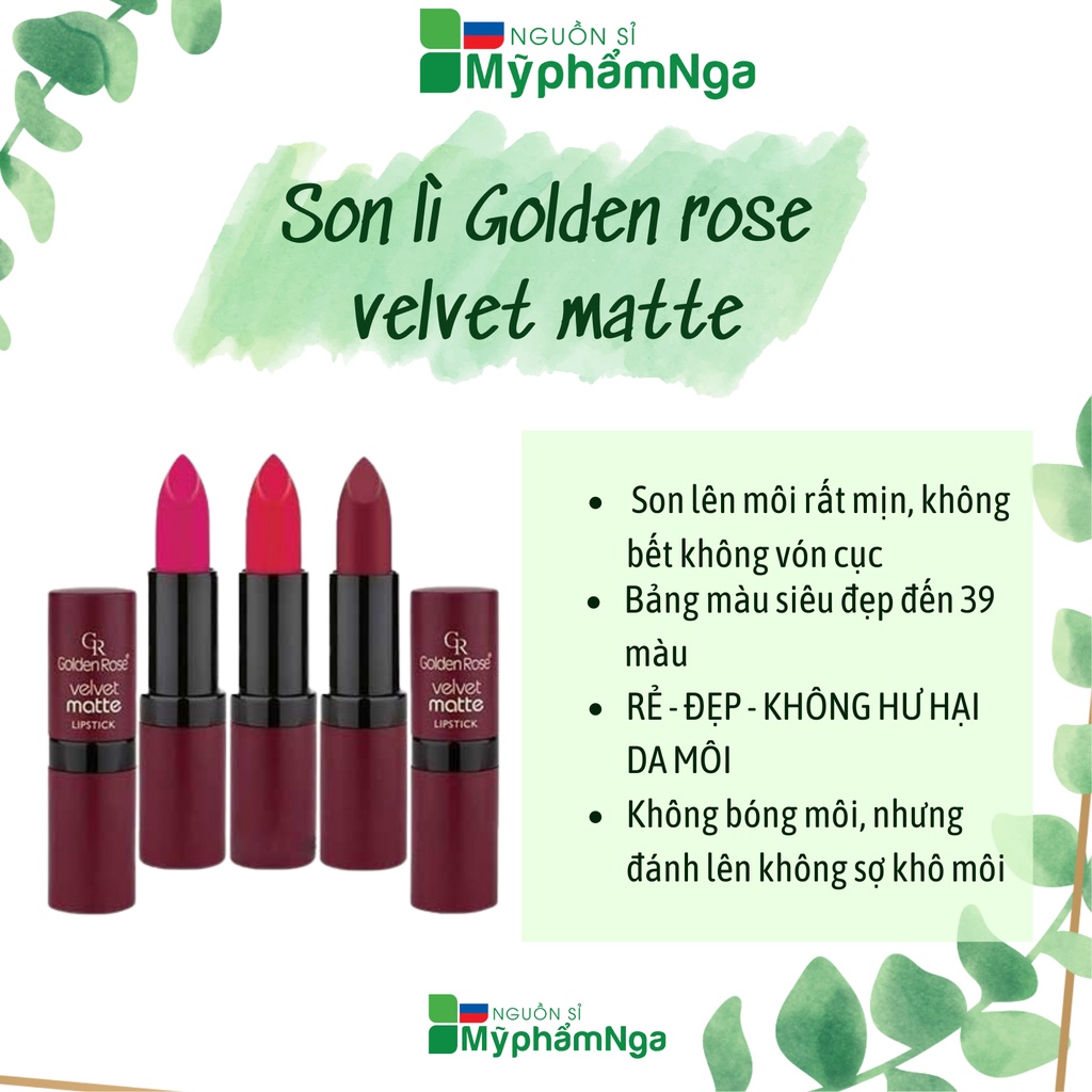 Son lì thỏi Golden rose velvet matte - Rất nhiều màu chọn lựa