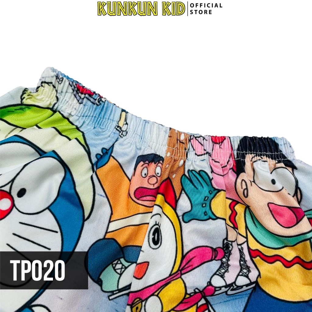 Quần áo bé trai thun lạnh in 3d hình doraemon Kunkun Kid TP020