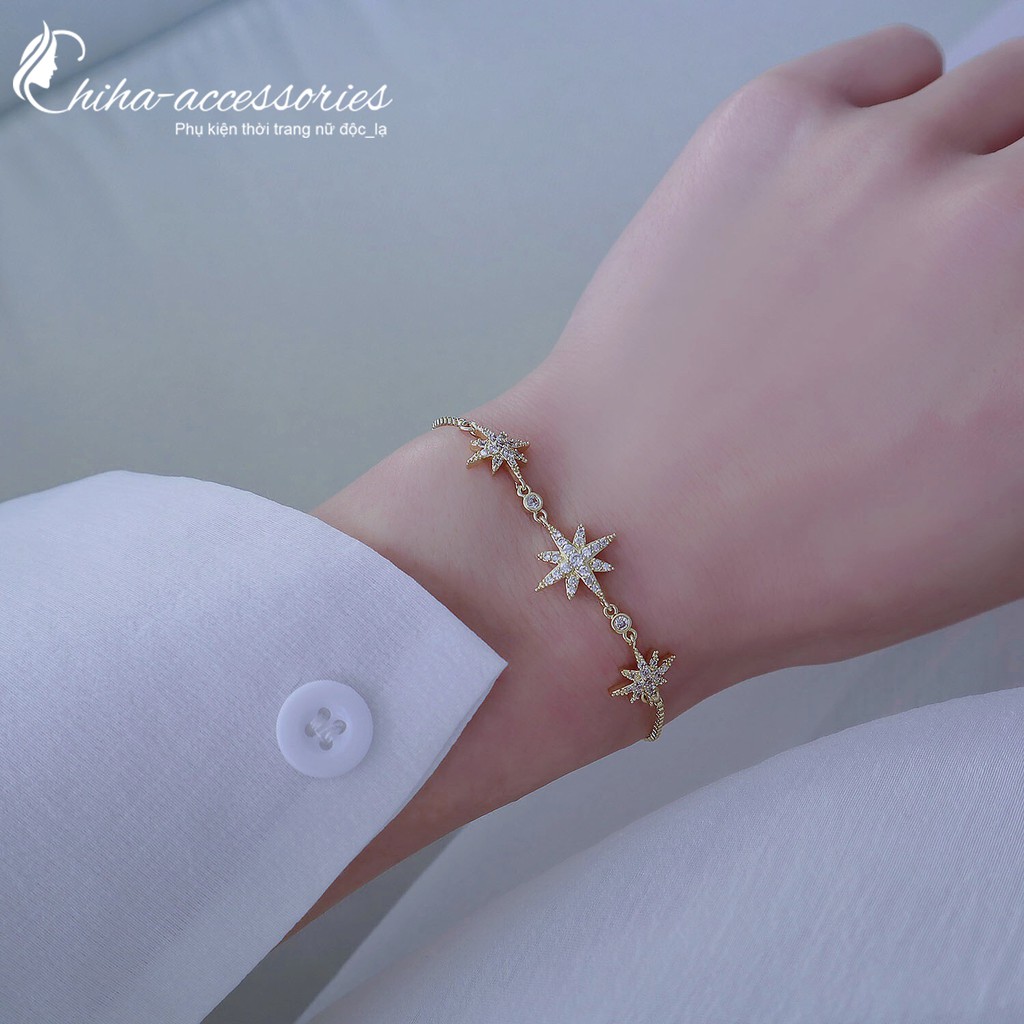 Vòng tay Nữ - lac tay nữ ngôi sao tám cánh mạ vàng có thể điều chỉnh phong cách thời trang Hàn Quốc - Chi Ha Accessories