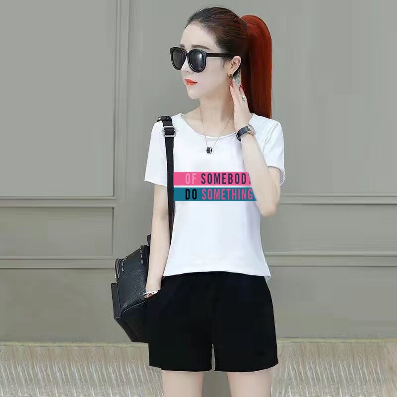 One-piece / suit fashion leisure women's summer wear 2022 new Korean version of loose short-sleeved shorts two-piece set