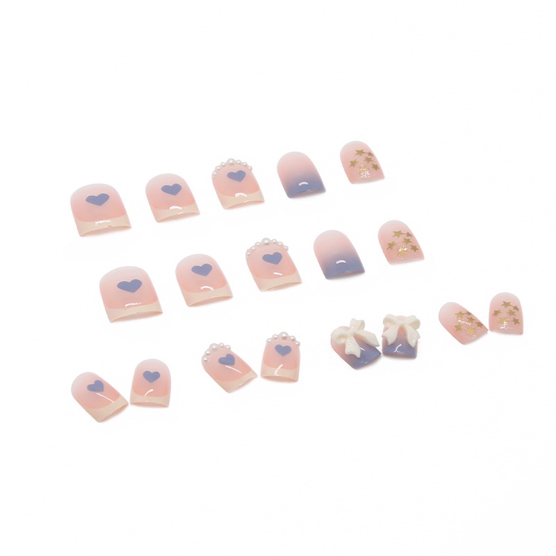 Bộ móng tay giả ngọc trai nhân tạo nơ đính đá ngôi sao Z124