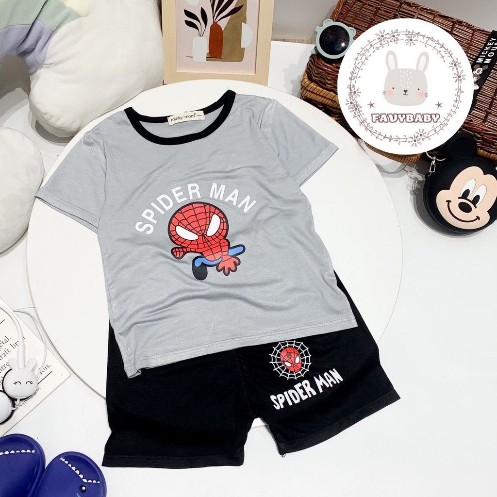 Đồ Bộ MINKY MOM Chính Hãng Bé Trai Bé Gái Cộc Tay Thun Lạnh Biệt Đội Siêu Anh Hùng Cool Bé 0 1 2 3 4 5 Tuổi - Favbaby