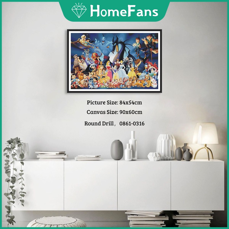 Bộ Tranh Đính Đá 5D Tự Làm Hình Nhân Vật Disney Kích Thước Lớn 90x60cm Trang Trí Nhà Cửa