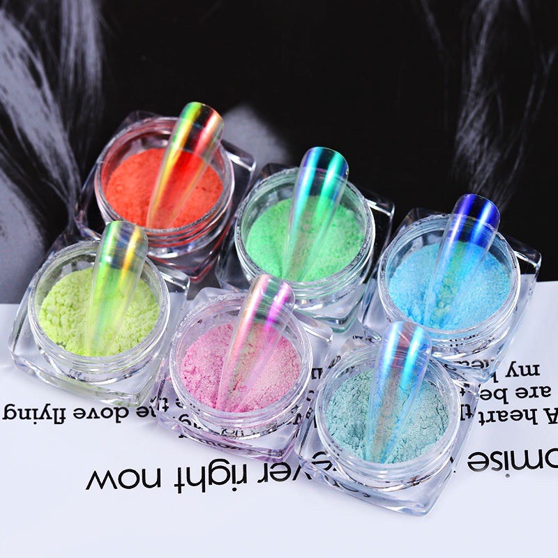 bột tráng gương dạ quang set 6 màu