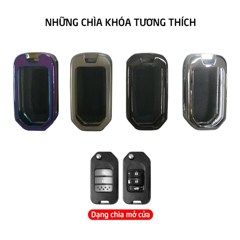 Bao treo chìa khóa ô tô,ốp lưng chống trầy remote điều khiển với kim loại cao cấp cho dòng xe Honda-C116-OKL- Honda