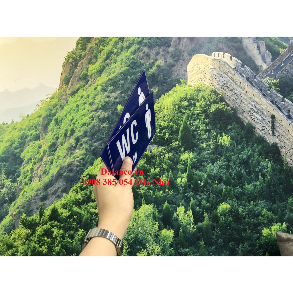 Combo 2 tấm bảng chỉ dẫn nhà vệ sinh nam nữ (10x20cm)- Hình thật