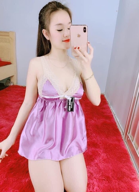 [SALE 30%] Đồ ngủ sexy lụa ruy băng ren trắng ko mút | BigBuy360 - bigbuy360.vn