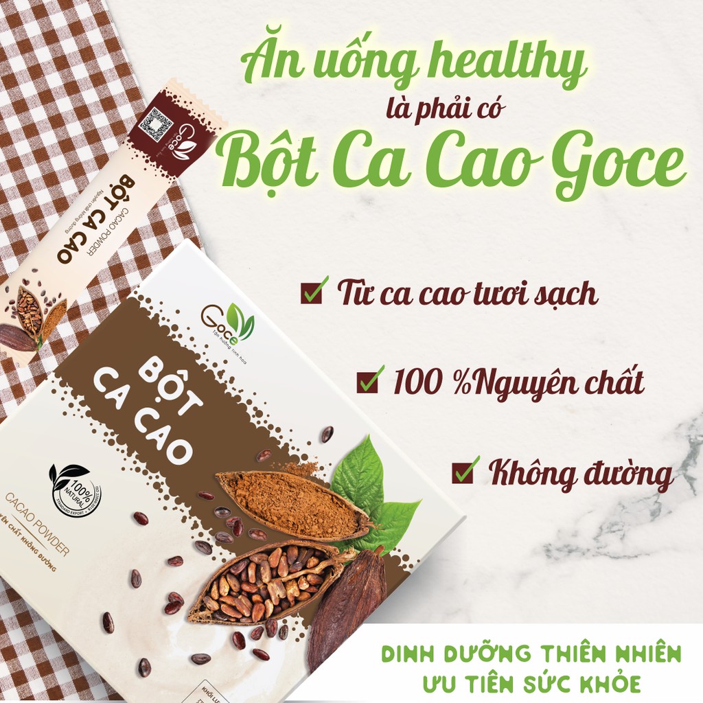 Bột ca cao nguyên chất Goce 180g (18 gói x 10g)