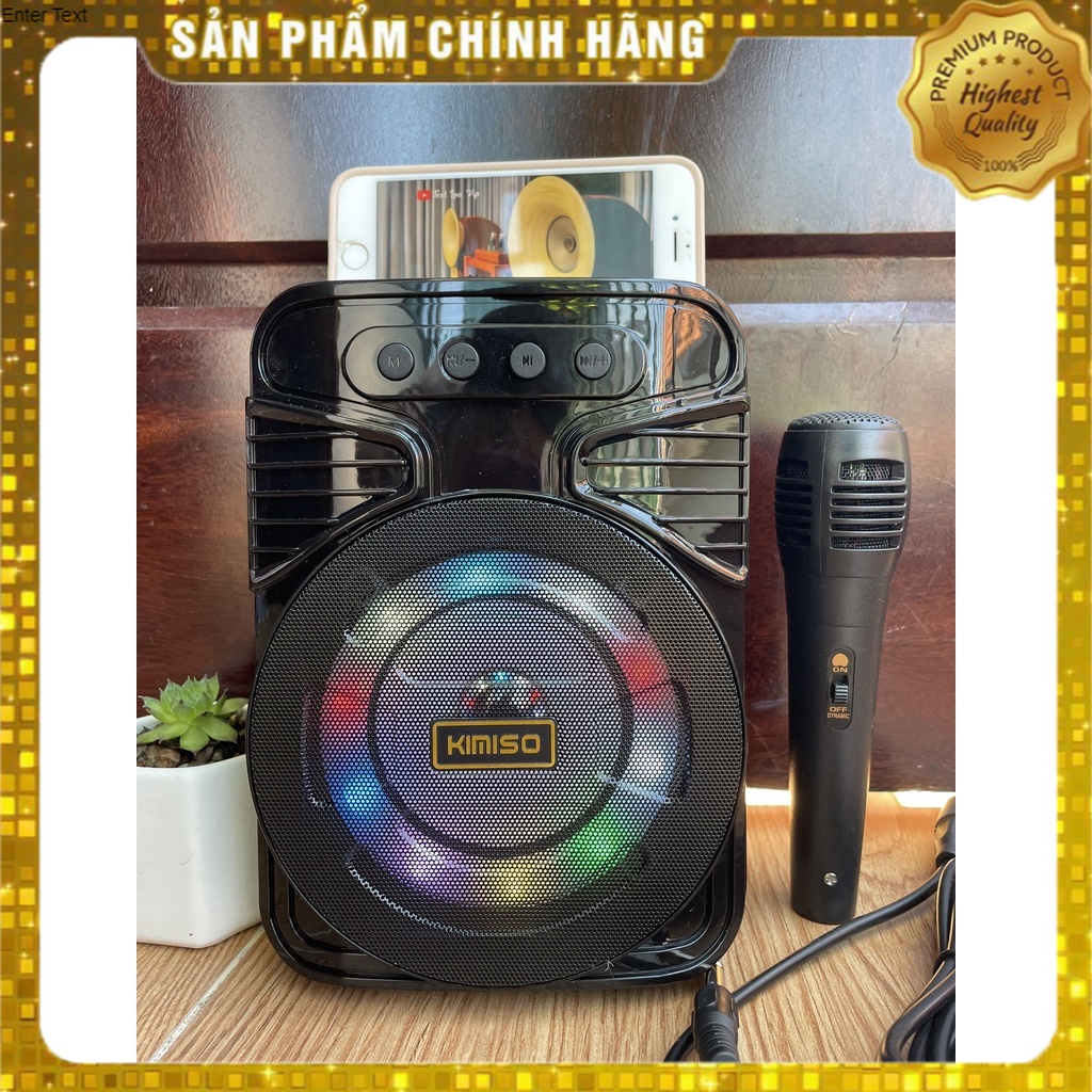 Loa bluetooth karaoke kèm micro chính hãng kimiso (có khe cắm thẻ nhớ,có đài FM,Hỗ Trợ Đầu Vào Âm Thanh Của GHITA ĐIỆN)