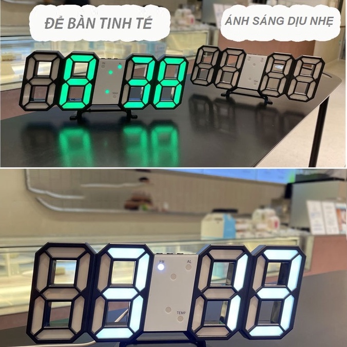 Đồng hồ LED treo tường để bàn JIASHI nhỏ gọn, hiển thị ngày tháng nhiệt độ, tự động điều chỉnh độ sáng - DHL02