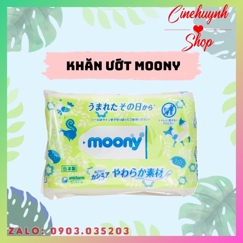 KHĂN GIẤY ƯỚT Moony Noi Dia Nhat gói 76 tờ