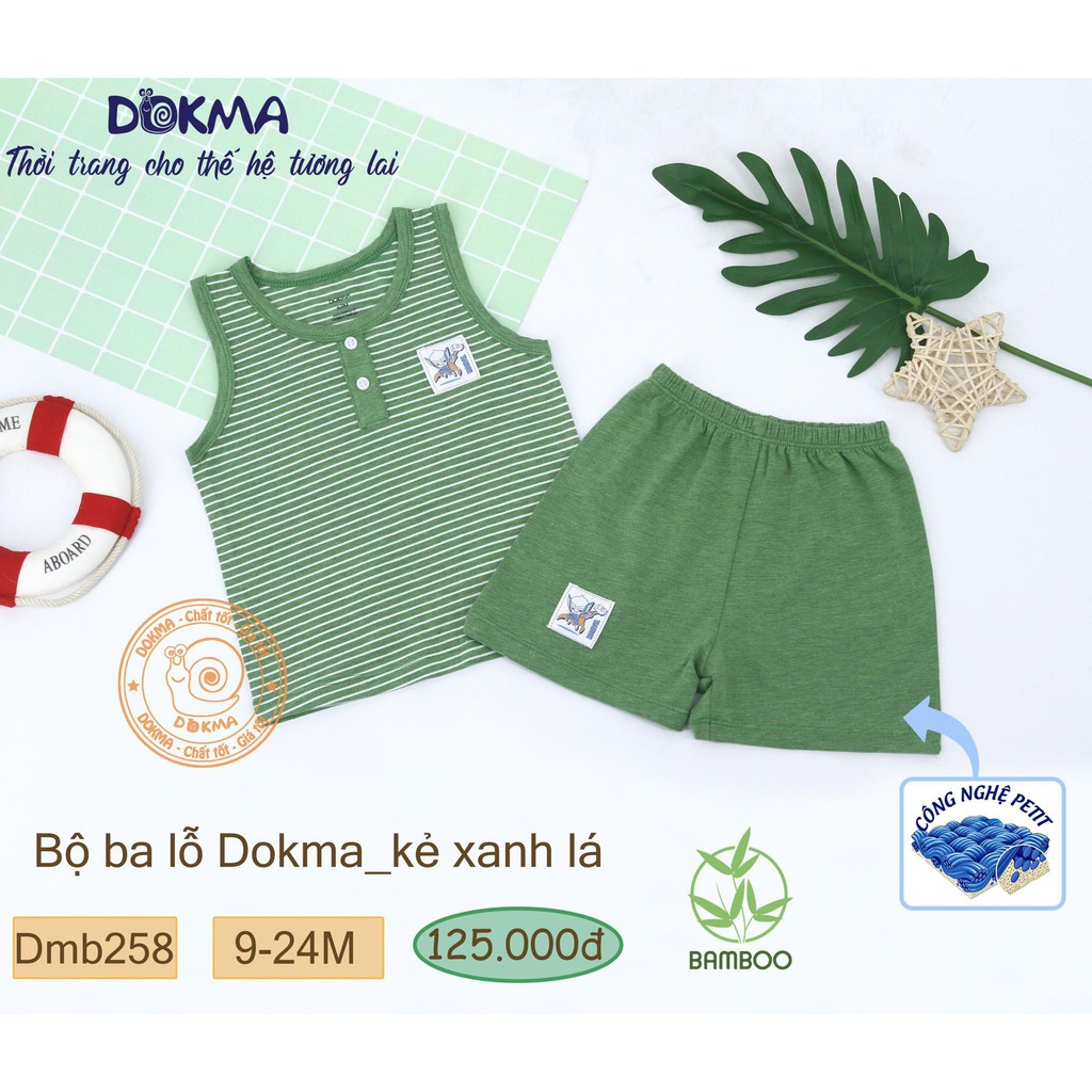 (6-24m) Bộ ba lỗ / bộ sát nách vải bamboo sợi tre kiểu dáng năng động cho bé - DOKMA