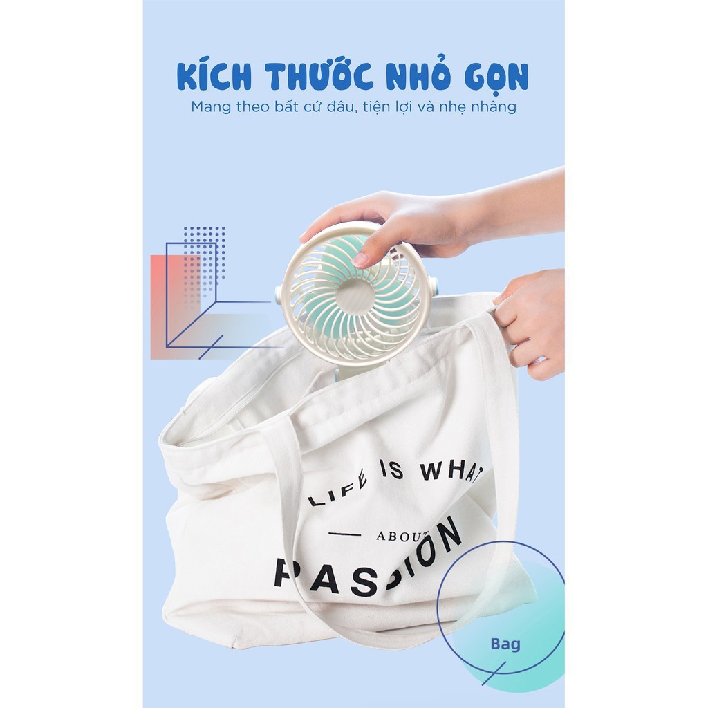 Quạt mini tích điện -quạt để bàn xoay 360 siêu nhiều gió Bảo hành 3 tháng 1 đổi 1 | BigBuy360 - bigbuy360.vn