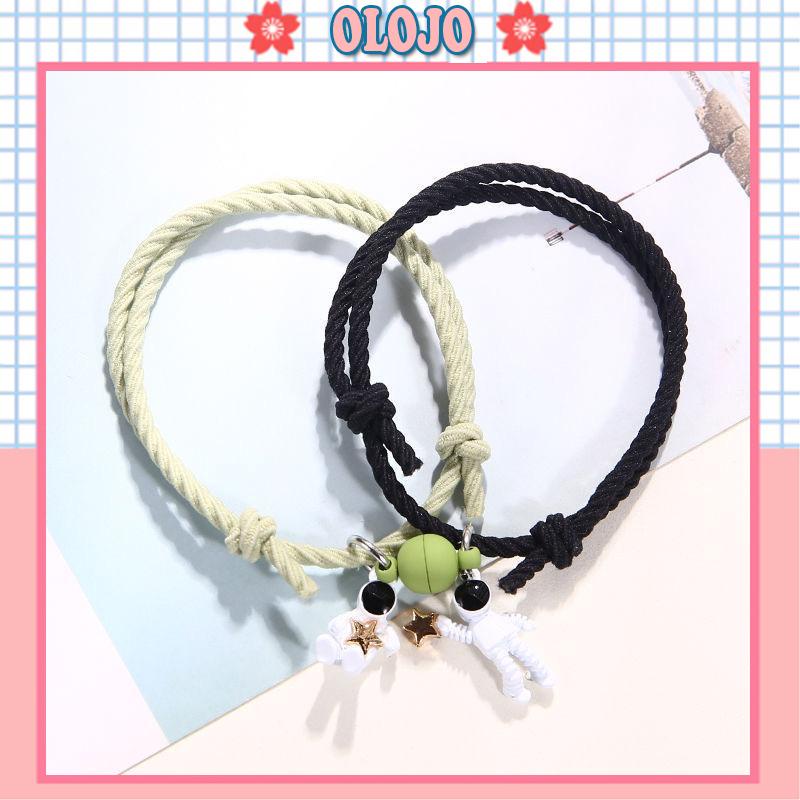 1 Cặp Vòng Tay Dây Thừng Bện Gắn Nam Châm Hình Phi Hành Gia Thời Trang Dành Cho Cặp Đôi Học Sinh Nữ