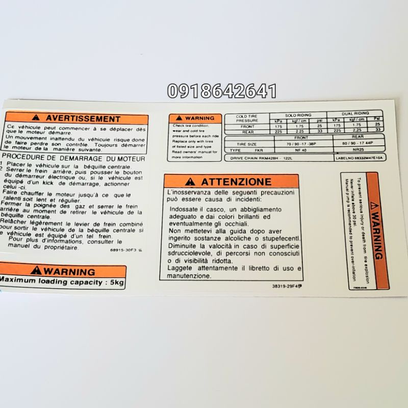 Bộ tem thông số cho xì po như zin