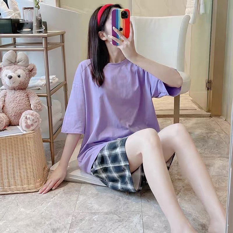 Bộ mặc nhà Bigsize nữ đồ ngủ trơn caro cotton thoáng mát BC23
