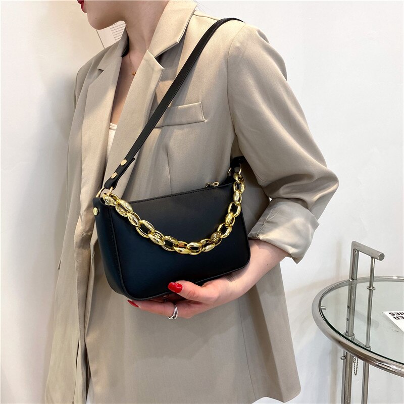Túi xách JASMIN NOIR bằng da PU hình vuông nhỏ phối dây xích thời trang cao cấp cho nữ