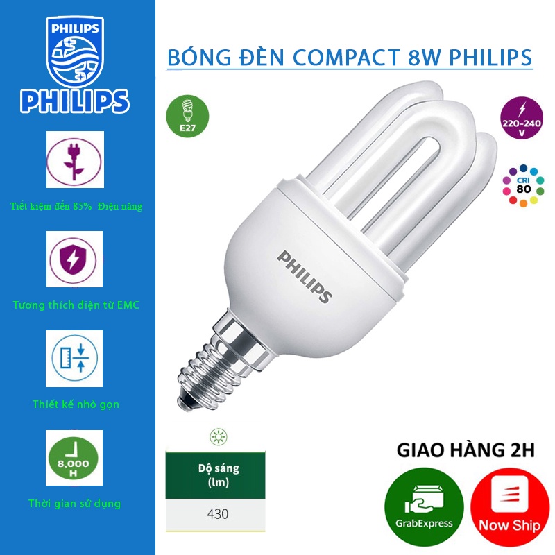 Bóng đèn compact Philips Essential 8W 2U
