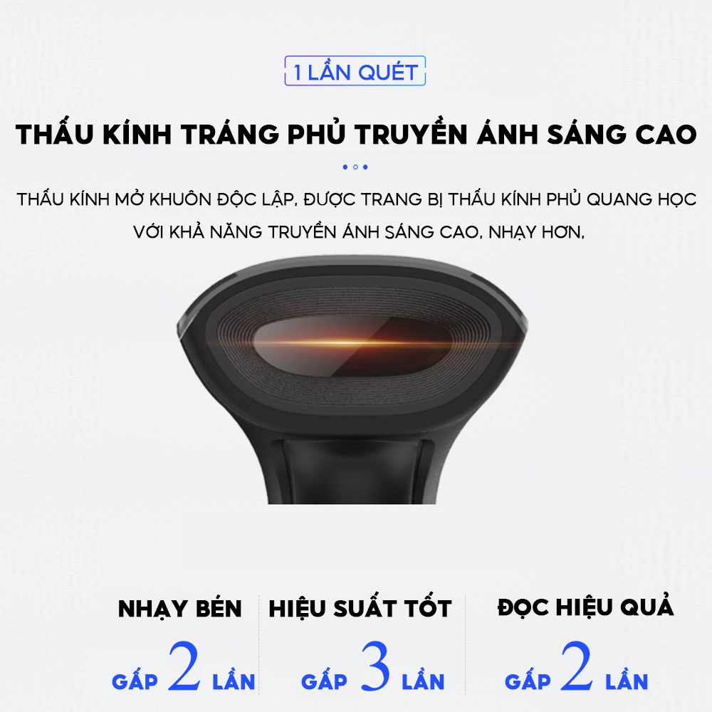 Máy quét mã vạch HAN IN, súng bắn mã vạch Barcode, QR kết nối với máy tính