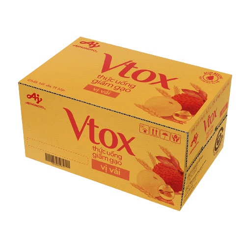Thùng 24 Chai Thức Uống Giấm Gạo "Vtox" - Vị Vải 345ml/Chai