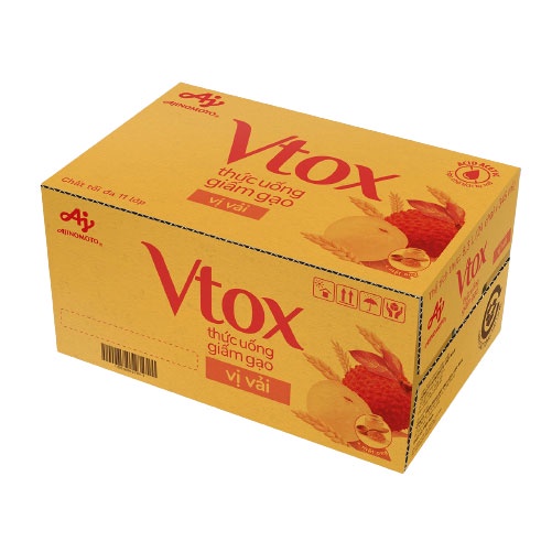 Thùng Thức uống giấm gạo Vtox - Vị Vải (24 chai/345ml)