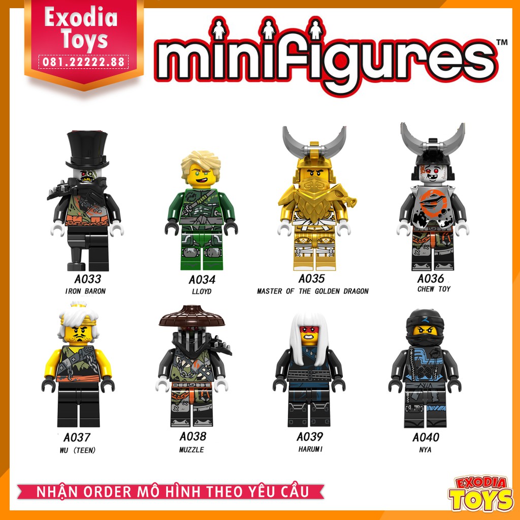 Xếp hình minifigure Ninjago Season 9 : Iron Baron, Master of the Golden Dragon, Harumi - LELE [A033 - A040]