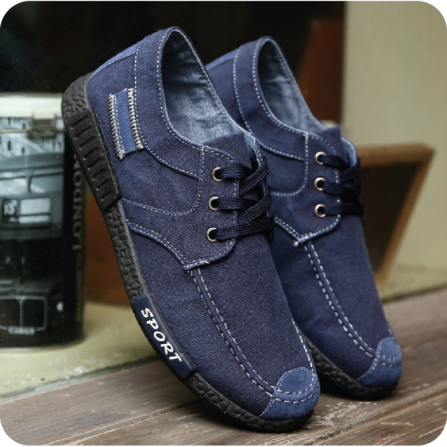 Giày Vải Màu Giả Bò Xanh Than [Folow Shop] | BigBuy360 - bigbuy360.vn