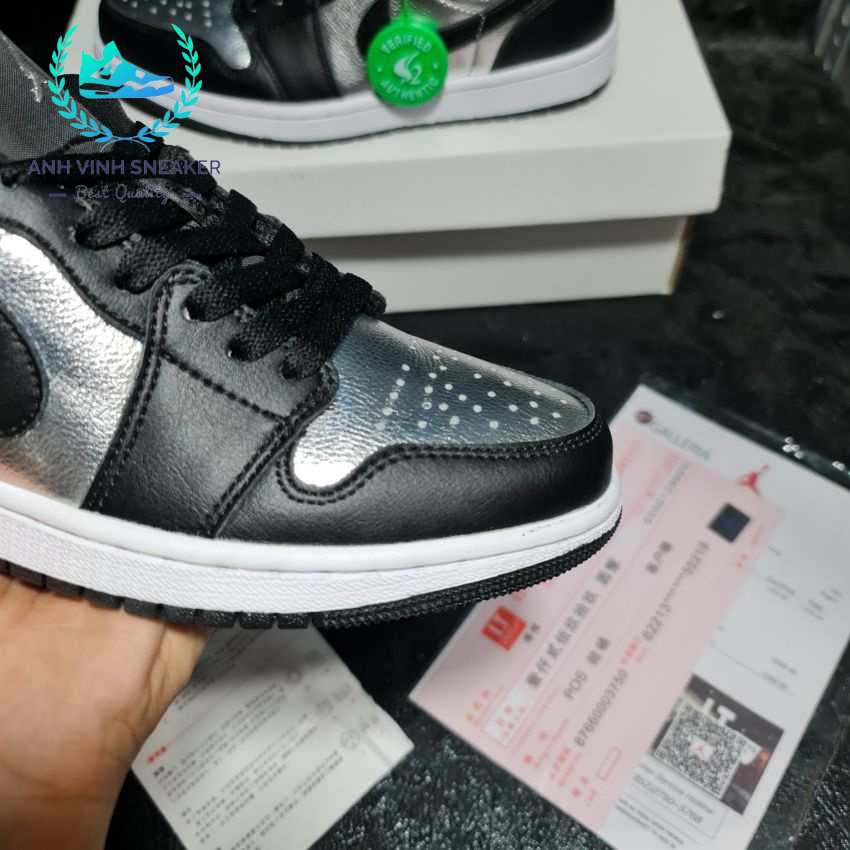 Giày thể thao sneaker nam nữ jordan 1 cổ thấp màu đen bạc