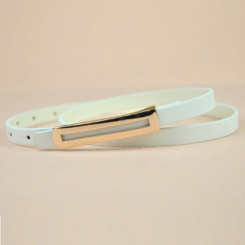 Women PU Leather Skinny Thin Buckle Waist Belt Adjustable Waistband