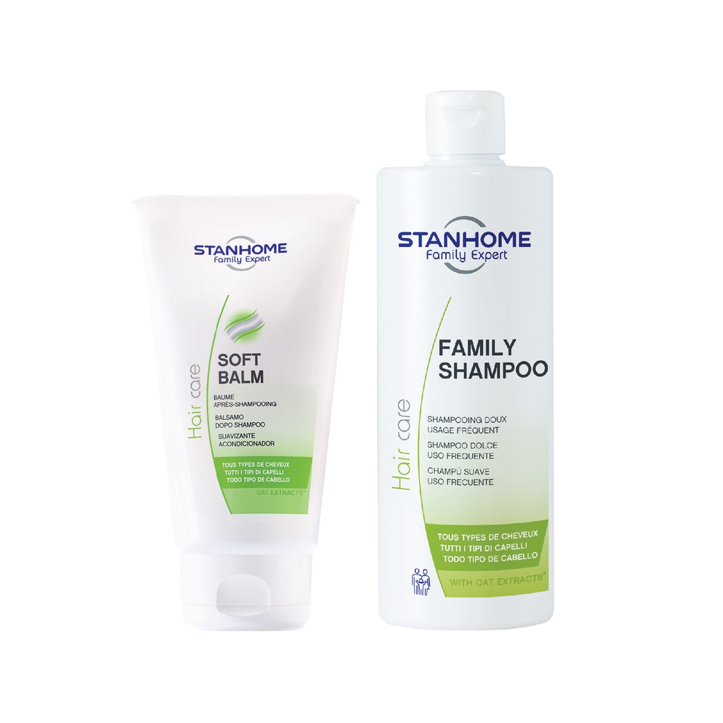 Bộ dầu gội, dầu xả không xà phòng tinh chất yến mạch STANHOME FAMILY EXPERT family shampoo và soft balm 150ml