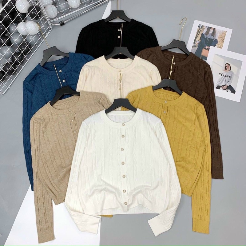 Áo len vặn thừng cúc ngọc