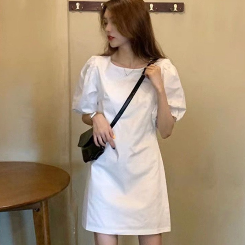 Đầm Ngắn Tay Thời Trang Thanh Lịch Cho Nữ 156478 Đầm Tay Phồng Dáng Dài Thiết Kế Ngọt Ngào Cho Nữ