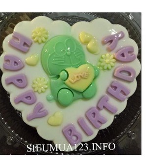 Khuôn rau câu nhựa HAPPY BIRTHDAY Trái Tim Doremon 20cm