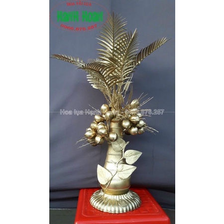 Cây cau vàng đồng có quả cao cấp trưng bàn thờ- cây giả trang trí