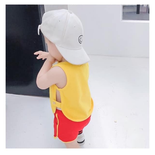 Bộ ba lỗ gấu vịt cute cho bé