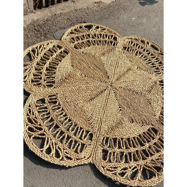 Thảm cói hình ngôi sao / hình hoa trang trí phòng size 1m , 1m2 , 1m5