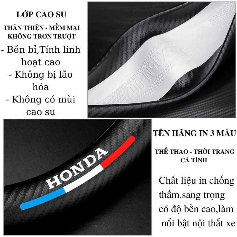 Bọc vô lăng ô tô Carbon logo các hãng thoáng khí chống trơn trượt