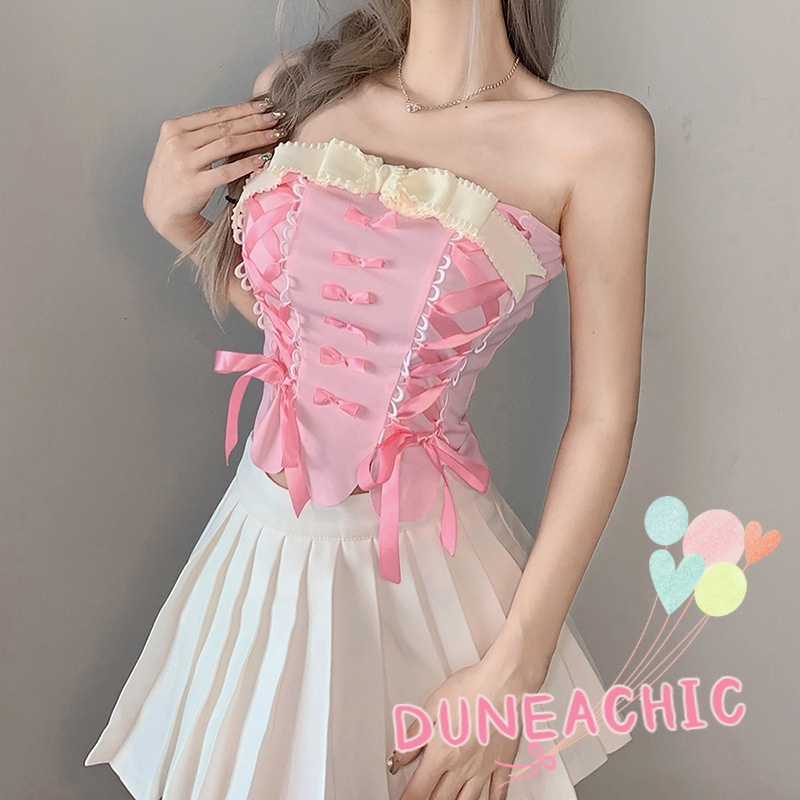 DUNEA Áo Lót Quây Ngực Không Dây Màu Hồng Quyến Rũ Cho Nữ