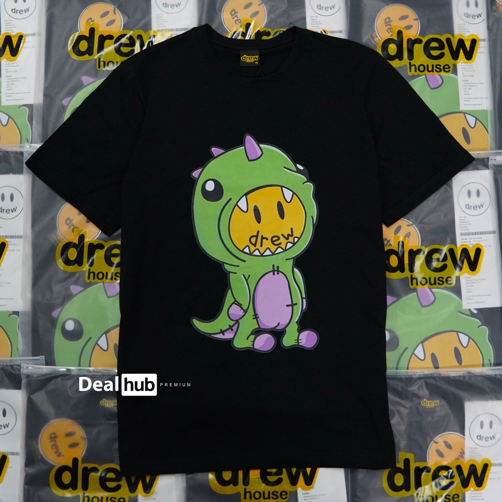 Áo thun Drew Cartoon Dinosaur Black -  Full Tem tag