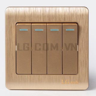 Công tắc điện LGTech mạ vàng mặt vuông cao cấp Gold Acrylic - Hàng Chính Hãng