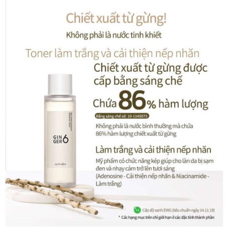 Toner dưỡng da trắng hồng từ gừng GINGER6 like white blossom Essence Toner 150ml - Date 08/07/2024