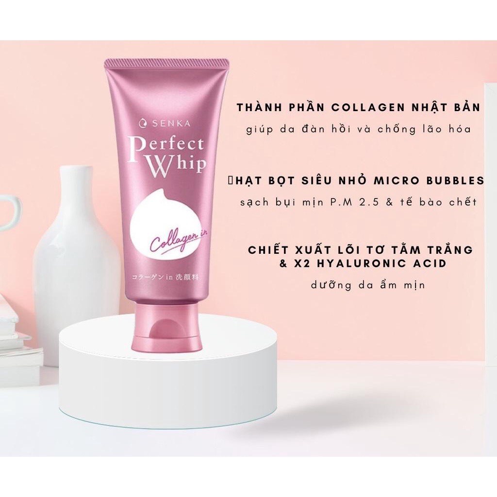 Sữa Rửa Mặt Tạo Bọt Làm Sạch Sâu Senka Perfect Whip U 120g Nhật Bản - Mẫu mới