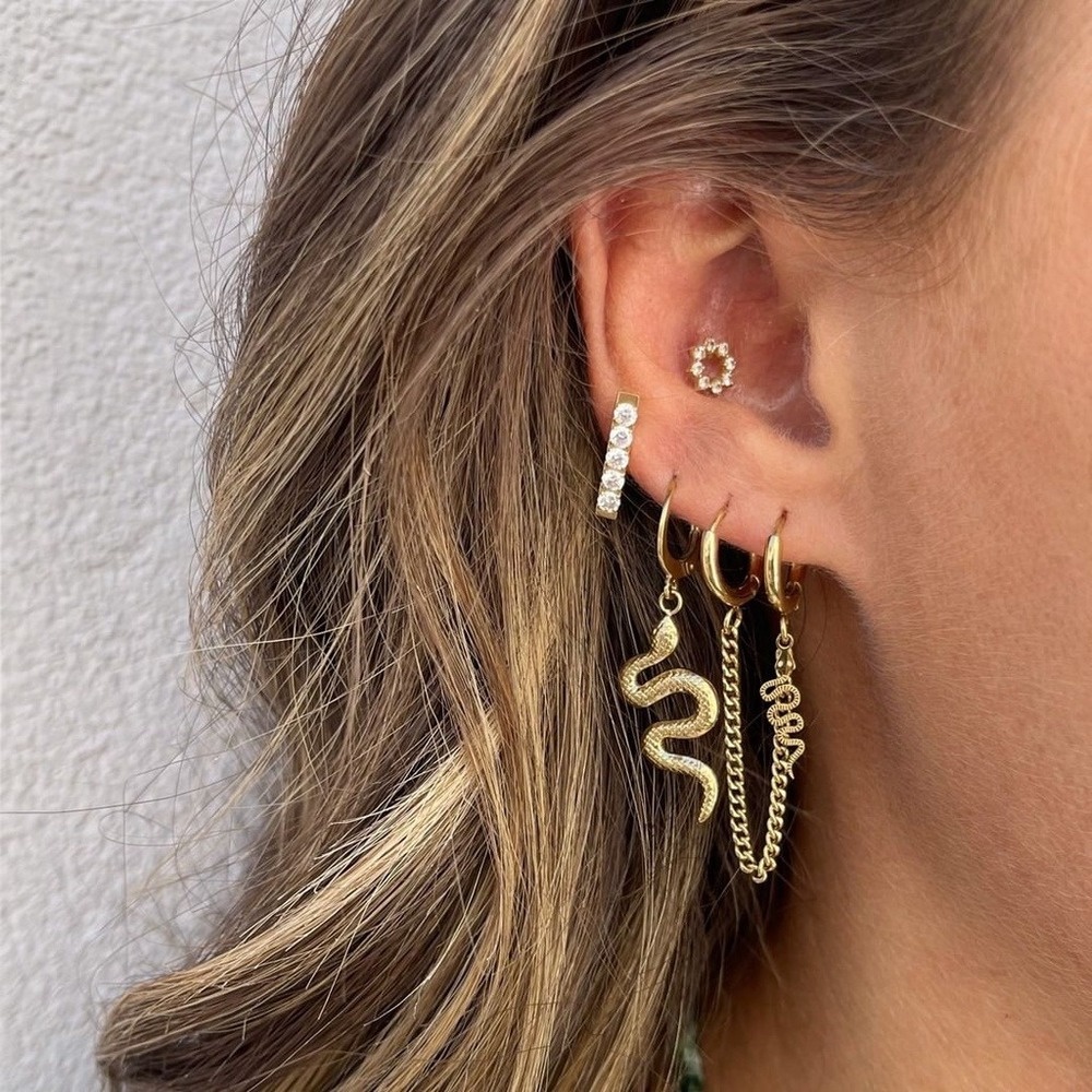 Set khuyên kẹp vành tai AY nhiều kiểu dáng đính đá cá tính thời trang cho nữ