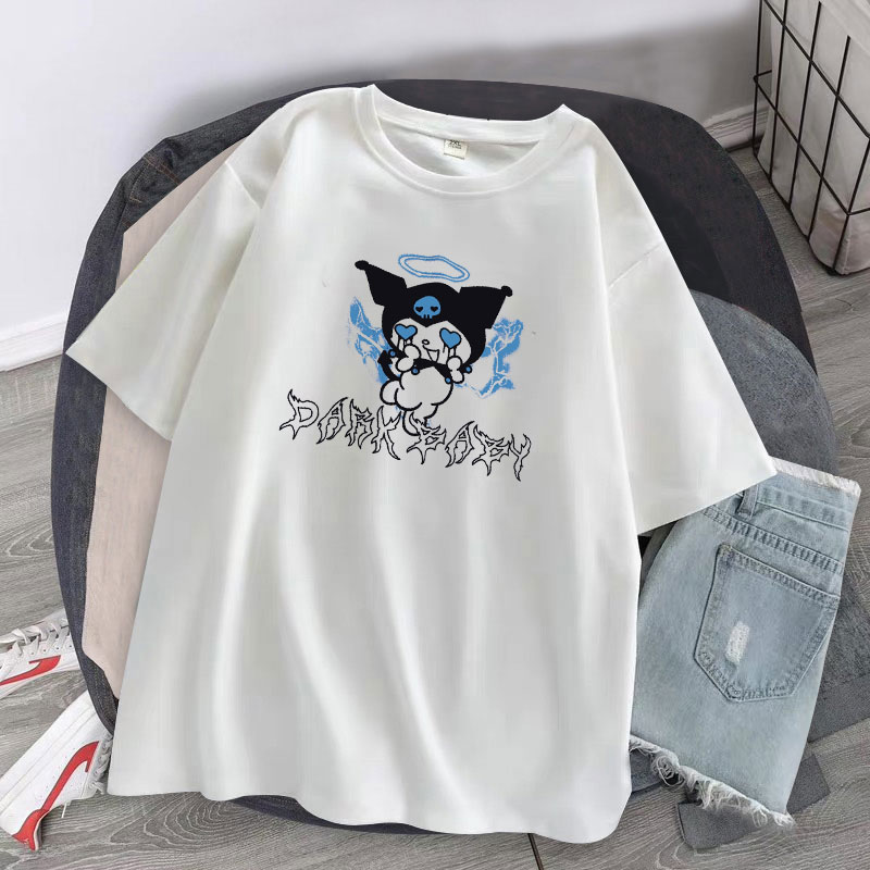 💥💥Áo Thun Ngắn Tay In Hình Kuromi Hoạt Hình Phong Cách Gothic