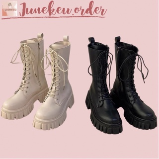 Giày Bốt cao cổ Boot ulzzang đế cao 5CM buộc dây kéo khoá boots nữ
