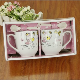 Bộ cốc (ly) sứ cao cấp kèm thìa, cặp cốc đôi cao cấp kèm hộp quà tặng vô cùng ý nghĩa