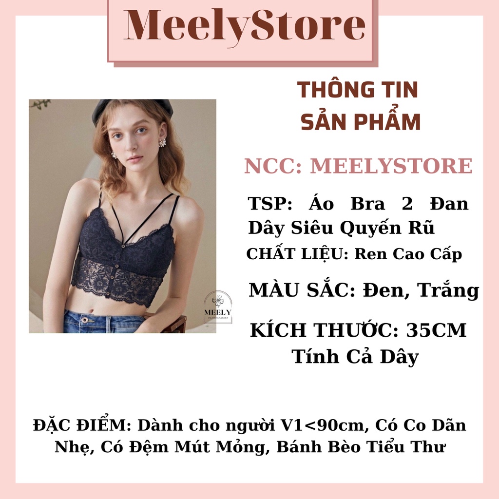 Áo Bralete Ren Nữ 2 Dây Cao Cấp Có Đệm Mút Dáng Crotop Thiết Kế Khuy Trước, Bra sexy siêu quyến rũ Hot Tôn Vòng 1 - 067